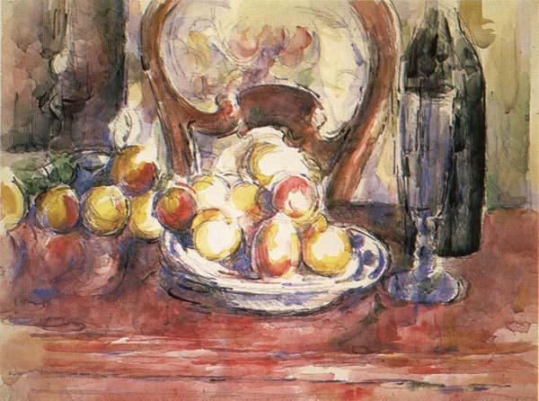 Paul Cezanne Nature morte,pommes,bouteille et dossier de chaise oil painting picture